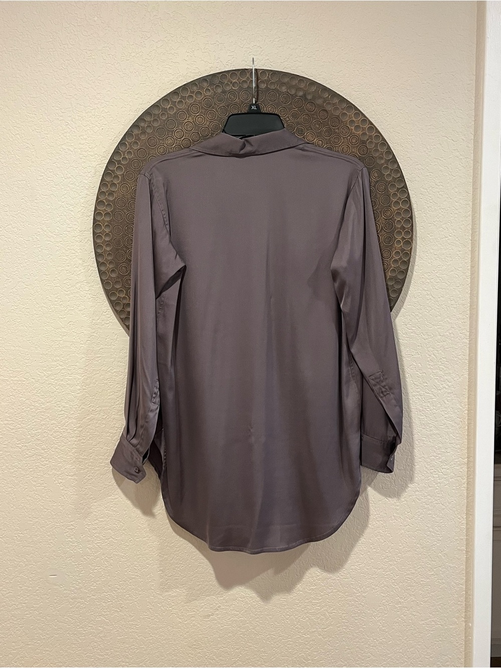 Saraceno Bellagio Made in Italy Silk Stretch Tunic Blouse Gray Large - Picture 2 of 7
